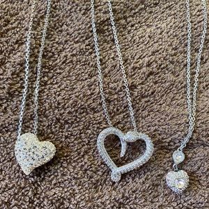 3 Swarovski heart necklaces